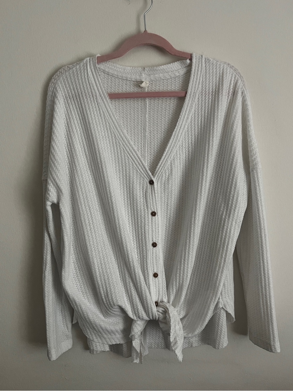 Waffle Knit Button Front Cardigan
